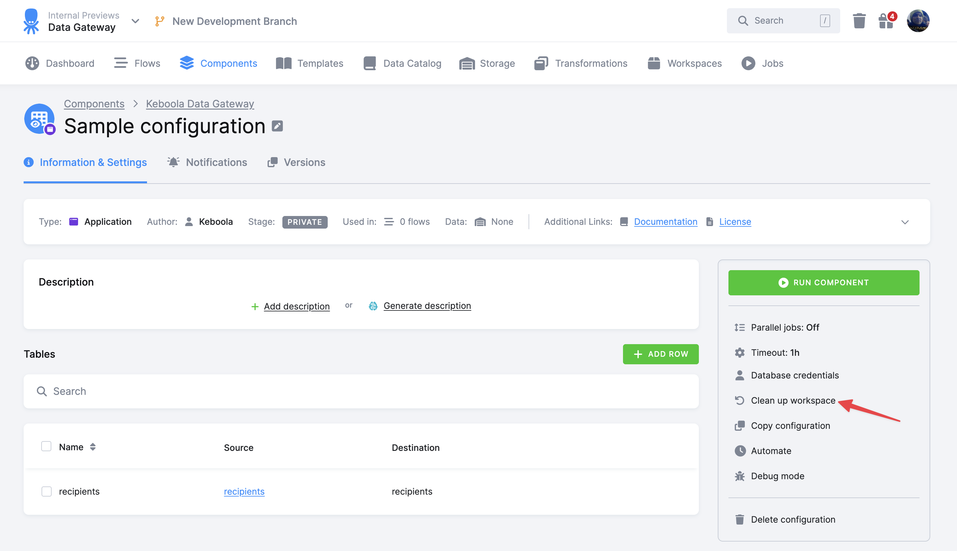 Screenshot - Add Table