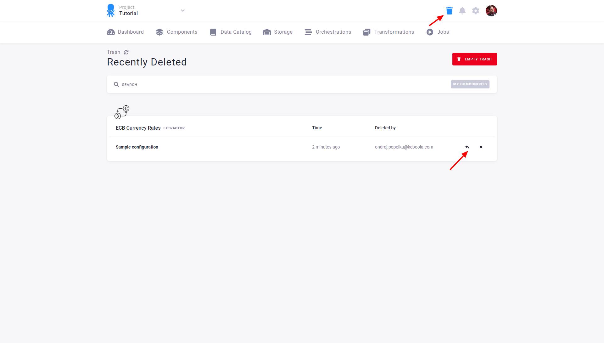 Screenshot - Configuration Restore