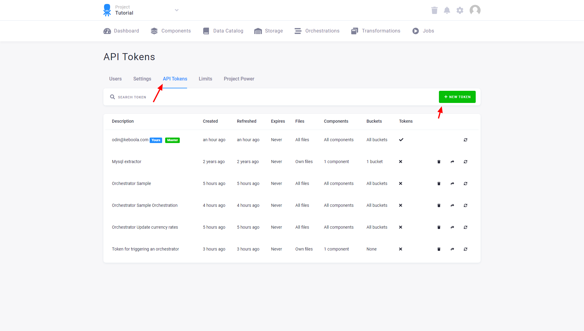 Screenshot - Access Tokens
