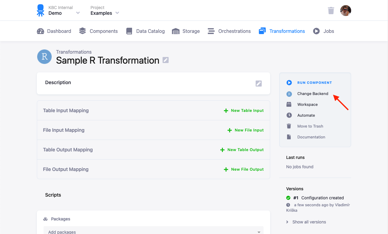 Screenshot - Change Backend