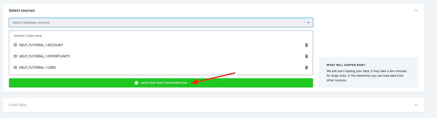 Database Tables Selected